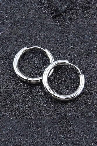 Unisex Cerrahi Çelik Gümüş Renk 12 mm Halka Küpe