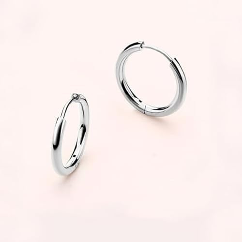 Unisex Cerrahi Çelik Gümüş Renk 12 mm Halka Küpe