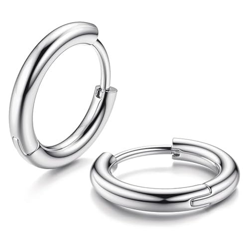 Unisex Cerrahi Çelik Gümüş Renk 12 mm Halka Küpe