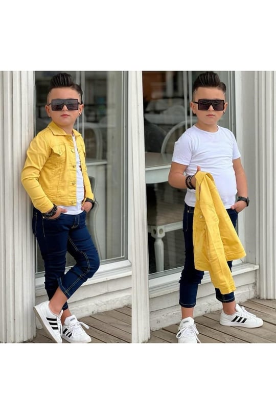 UNİSEX ÇOCUK GABARDİN CEKET TAKIM SARI 5 Yaş