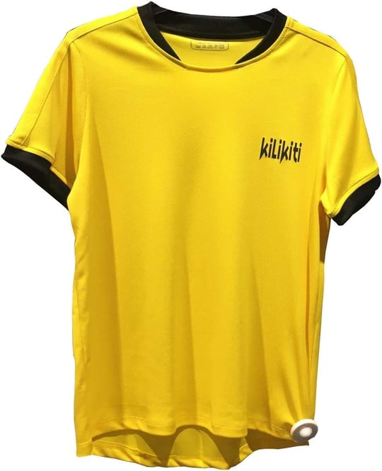 Unisex Çocuk Spor T-Shirt Bisiklet Yaka Sarı