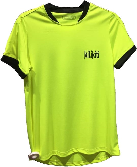 Unisex Çocuk Spor T-Shirt Bisiklet Yaka Neon Sarısı