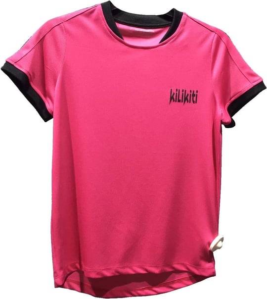 Unisex Çocuk Spor T-Shirt Bisiklet Yaka Fuşya