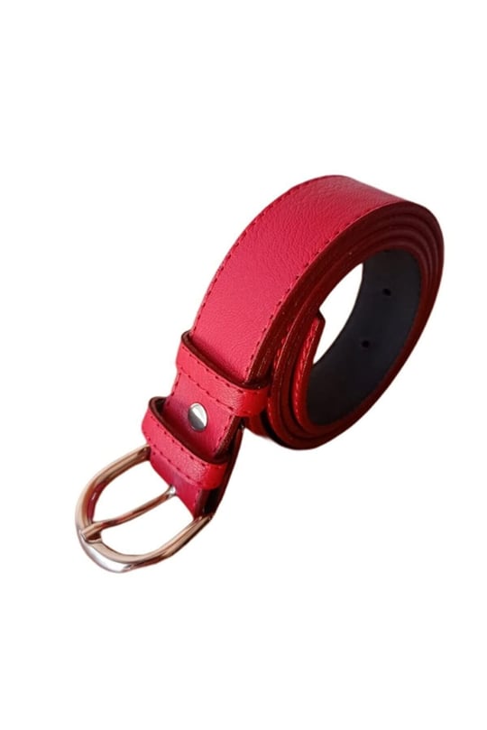 Unisex Kırmızı Çocuk Kot ve Kumaş Kemeri