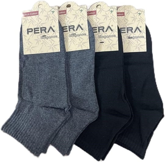 Unisex Kısa Konç Çorap 4 Çift Lacivert-Beyaz-1