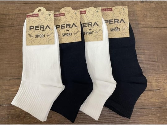 Unisex Kısa Konç Çorap 4 Çift Lacivert-Beyaz-1