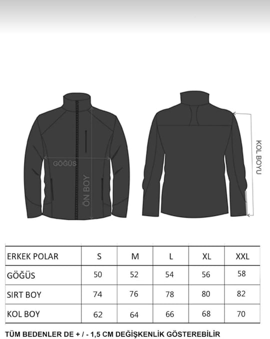 Unisex Polar Standart Tam Fermuarlı 3 Cepli Polar Hırka