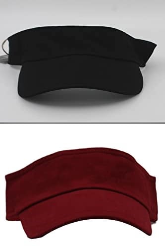 Unisex Uv Koruyucu Vizör Kasket Siperlik Tenis Şapka Kırmızı-Siyah Set