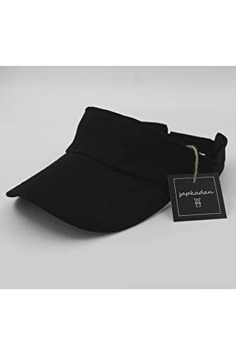 Unisex Uv Koruyucu Vizör Kasket Siperlik Tenis Şapka Kırmızı-Siyah Set
