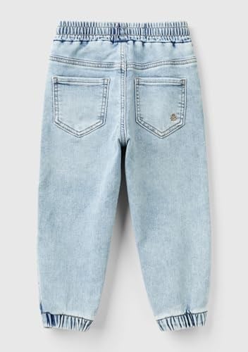 United Colors of Benetton Arka Cebi Logolu Lastik Paça Ağartılmış Denim Pantolon Kot Pantolon Erkek çocuk