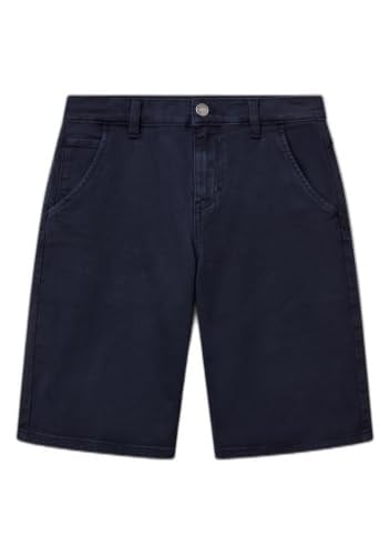 United Colors of Benetton Erkek Çocuk Lacivert Logo İşlemeli Denim Görünümlü Streç Bermuda Şort