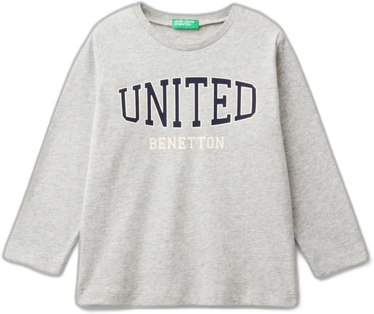 United Colors of Benetton Önü Logo Baskılı Bisiklet Yaka Uzun Kollu T-Shirt T-Shirt Erkek çocuk