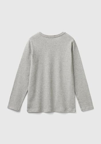 United Colors of Benetton Önü Parıltılı Logo Baskılı Regular Fit Uzun Kollu T-Shirt T-Shirt Kız çocuk
