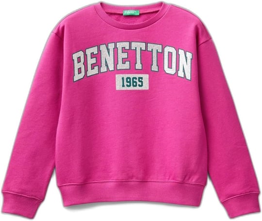 United Colors of Benetton Önü Parıltılı Logo Baskılı Bisiklet Yaka Sweatshirt Sweatshirt Kız çocuk