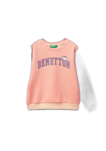 United Colors of Benetton Önü Simli Logo Baskılı Normal Kesim Bisiklet Yaka Sweatshirt Sweatshirt Kız çocuk