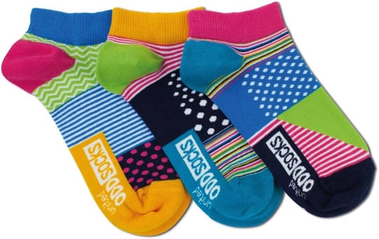 United Oddsocks -3 Astarlı Çorap Kadınlar İçin Tek Çorap - Çizgili ve Noktalar, Çok Renkli, UK 4-8 EUR 37-42 US 6,5-10,5