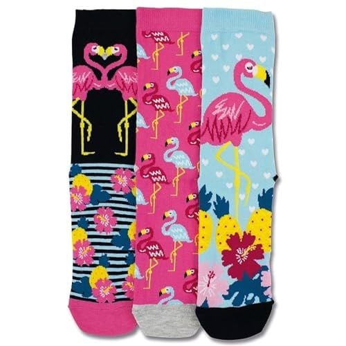 United Oddsocks -3 Oddsocks Kadınlar için - Martha (Flamingos) UK 4-8