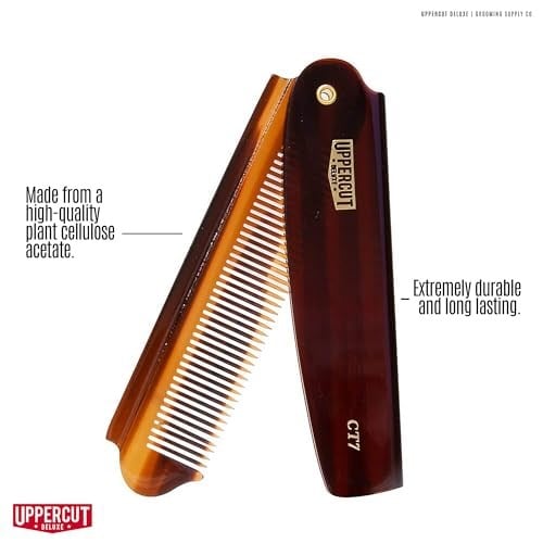 Uppercut Deluxe CT7 Flip Pocket Sized Comb, Tortoise Shell & Katlanabilir Tarak