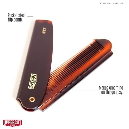 Uppercut Deluxe CT7 Flip Pocket Sized Comb, Tortoise Shell & Katlanabilir Tarak