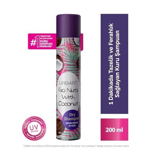 URBAN Care Hacimlendirici Kuru Şampuan Go Nuts With Coconut 200 ml- Vegan - Seçenekler: 200 Ml, 200 Ml (2 paketi), 75 Ml, 200 Ml (4 paketi)