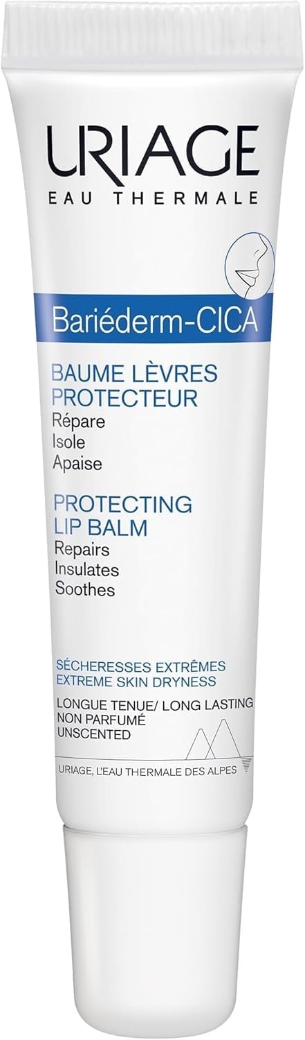 Uriage Bariéderm Cica Gliserinli Dudak Balsamını Koruyor - Çok Kuru, Çatlamış ve Hasarlı Dudakları Anında Onarır, Korur ve Yatıştırır. Kokusuz 15 ML