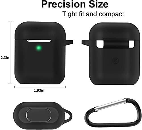 URUCHI AirPods 1/2. Nesil ile Uyumlu İnce ve Hafif Silikon Kılıf, Yumuşak Esnek Tasarım, Anahtarlıklı, Kablolu ve Kablosuz Şarj Uyumlu, Günlük Kullanım Aksesuarı – Siyan (A1523 A1722 A1602 A2031 A2032