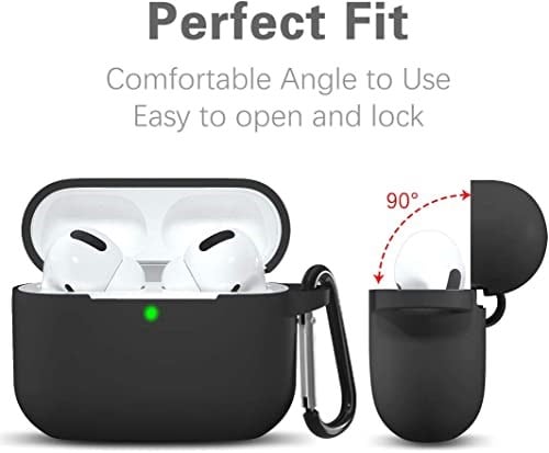 URUCHI AirPods Pro 1.Nesil ile Uyumlu Kılıf, Tam Koruyuculu Yumuşak Silikon Kılıf, AirPod Pro 1.Nesil için Tasarlanmış Kapak Kılıfı, Anahtarlıklı Kablosuz ve Kablolu Şarj Özellikli Kılıfı, Siyah