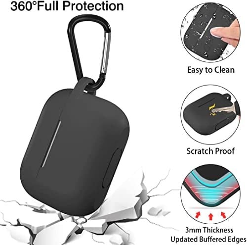 URUCHI AirPods Pro 1.Nesil ile Uyumlu Kılıf, Tam Koruyuculu Yumuşak Silikon Kılıf, AirPod Pro 1.Nesil için Tasarlanmış Kapak Kılıfı, Anahtarlıklı Kablosuz ve Kablolu Şarj Özellikli Kılıfı, Siyah