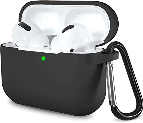 URUCHI AirPods Pro 1.Nesil ile Uyumlu Kılıf, Tam Koruyuculu Yumuşak Silikon Kılıf, AirPod Pro 1.Nesil için Tasarlanmış Kapak Kılıfı, Anahtarlıklı Kablosuz ve Kablolu Şarj Özellikli Kılıfı, Siyah