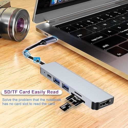 USB C HUB, MacBook Pro ve Hava Aksesuarları için Çoklu Bağlantı Noktalı USB C Adaptörü, 4K HDMI, USB 3.0, SD/TF Kart Okuyucu, 100W PD Dizüstü Bilgisayar ve Diğer C Tipi Cihazlar için Uyumlu