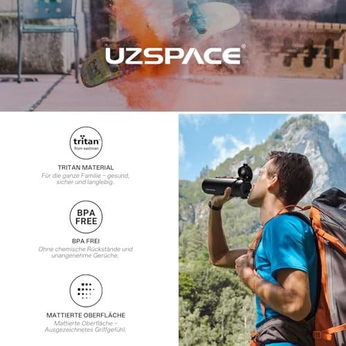 Uzspace Snatch Tritan Su Matarası - 800Ml (Siyah (Black)) - Seçenekler: 0.5 Liters, 0.8 Liters, 1 Liters, 1.5 Liters, 800ml