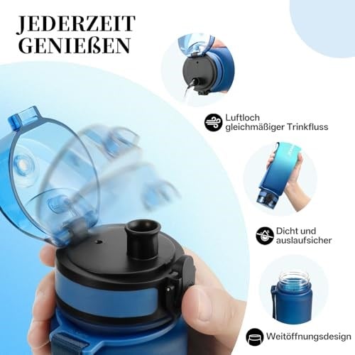 UZSPACE spor İçecek şişesi 500 ml/800 ml/1 l, sızdırmaz, Tritan ve bisfenol A içermez, bisiklet, fitness, dış mekan için su şişesi - Seçenekler: 0.5 Liters, 0.8 Liters, 1 Liters, 1.5 Liters, 800ml