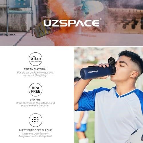 UZSPACE spor İçecek şişesi 500 ml/800 ml/1 l, sızdırmaz, Tritan ve bisfenol A içermez, bisiklet, fitness, dış mekan için su şişesi - Seçenekler: 0.5 Liters, 0.8 Liters, 1 Liters, 1.5 Liters, 800ml