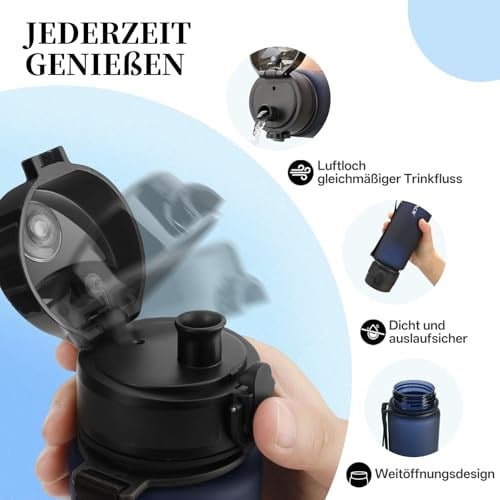 UZSPACE spor İçecek şişesi 500 ml/800 ml/1 l, sızdırmaz, Tritan ve bisfenol A içermez, bisiklet, fitness, dış mekan için su şişesi - Seçenekler: 0.5 Liters, 0.8 Liters, 1 Liters, 1.5 Liters, 800ml