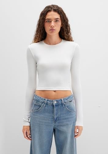 Uzun Kollu Gri Crop Basic Tişört Crop/Kısa Kesim 1612822-88467