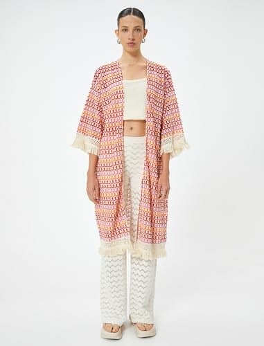 Uzun Kroşe Kimono Püsküllü Dirsek Boy
