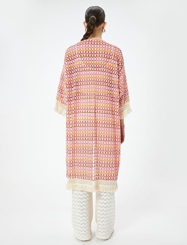 Uzun Kroşe Kimono Püsküllü Dirsek Boy
