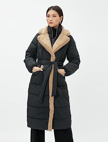 Uzun Şişme Mont Kemerli Peluş Detaylı
