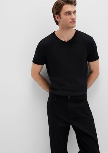 V Yaka Siyah Basic Tişört Fitted/Vücuda Oturan Kesim 063748-900