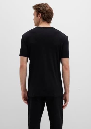 V Yaka Siyah Basic Tişört Fitted/Vücuda Oturan Kesim 063748-900