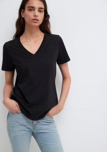 V Yaka Siyah Basic Tişört Loose Fit/Bol Rahat Kesim 166248-900