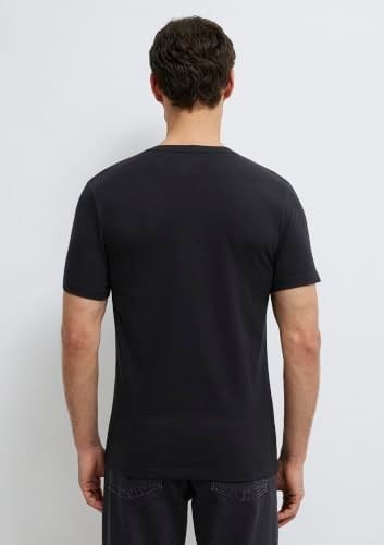 V Yaka Streç Siyah Basic Tişört Fitted/Vücuda Oturan Kesim 061748-900