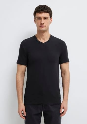 V Yaka Streç Siyah Basic Tişört Fitted/Vücuda Oturan Kesim 061748-900