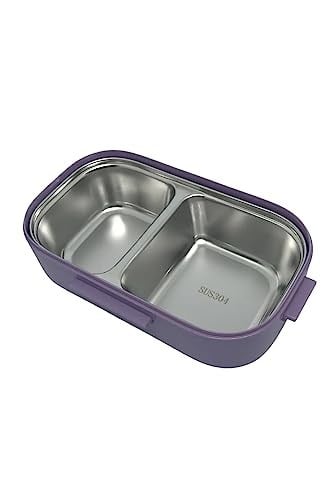 Vagonlife Bento 550ml Lunchbox Tek Katlı Çelik Sefer Tası Yemek Kutusu (Mor-Gri)