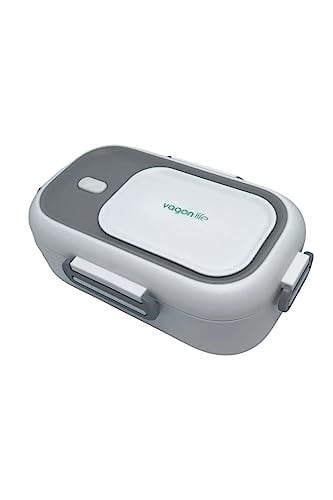 Vagonlife Bento 550ml Lunchbox Tek Katlı Çelik Sefer Tası Yemek Kutusu (Beyaz-Gri)