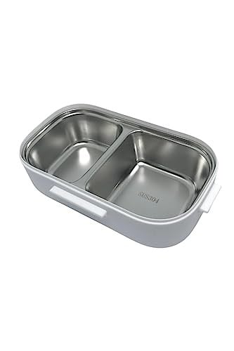 Vagonlife Bento 550ml Lunchbox Tek Katlı Çelik Sefer Tası Yemek Kutusu (Beyaz-Gri)