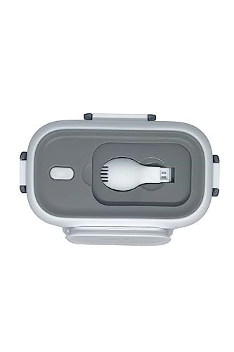 Vagonlife Bento 550ml Lunchbox Tek Katlı Çelik Sefer Tası Yemek Kutusu (Beyaz-Gri)