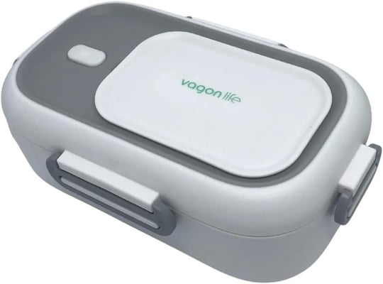 Vagonlife Bento 550ml Lunchbox Tek Katlı Çelik Sefer Tası Yemek Kutusu (Beyaz-Gri)