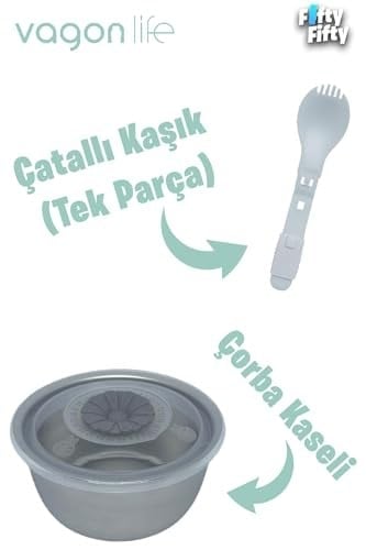Vagonlife Büyük Ebat 1200 ML (Sızdırmaz,Karışmaz 4 Bölmeli) Lunch Box Yeni Nesil Sefer Tası -FF7080