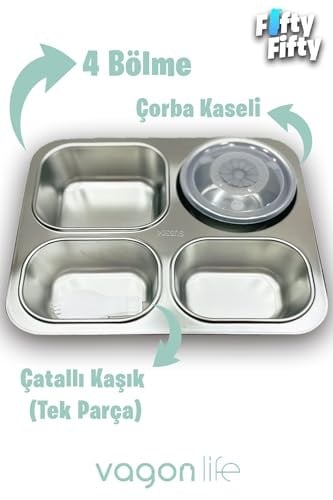 Vagonlife Büyük Ebat 1200 ML (Sızdırmaz,Karışmaz 4 Bölmeli) Lunch Box Yeni Nesil Sefer Tası -FF7080